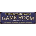 thumbnail image 1 of The Beltran Family Gift Blue Game Room Metal 6x18 Sign 206180037814, 1 of 1