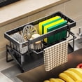 thumbnail image 2 of Soporte de esponja de cocina, escurridor, organizador de fregadero para almacenamiento de paño de cocina con gancho para colgar,BLANCO, 2 of 7