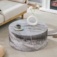 thumbnail image 2 of Simple Deep Walnut Cylindrical Coffee Table, 27.5-Inch Diameter X 12 Inch Height, MDF Material Living Room Furniture, Suitable for Industrial Style or Modern Minimalist Living Room (Gray), 2 of 12