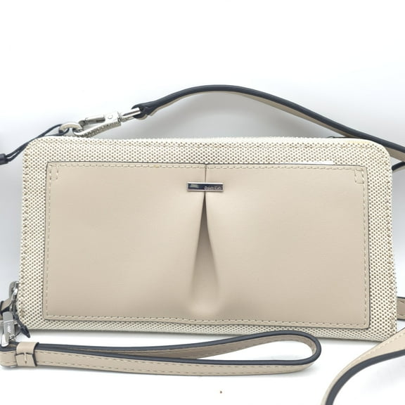 Calvin Klein Nickel Textured Woven Crossbody Wallet Mush Natural $118
