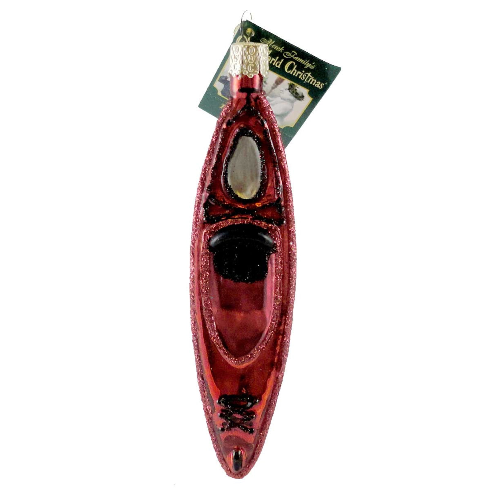 Old World Christmas KAYAK RED Glass Ornament Sport Recreation Boat