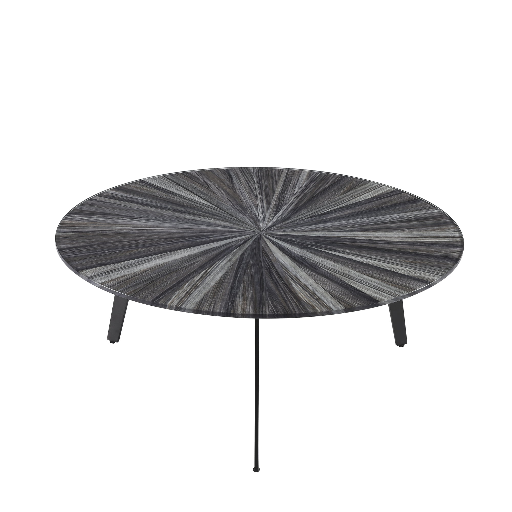 Nina Mid-Century Round Gray Coffee Table Set with Tempered Glass Top - Set of 2
