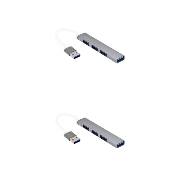 Adaptador de computadora Cateissary USB Hub Splitter de alta velocidad 4 puertos Type3 Plata