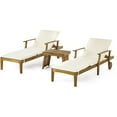 thumbnail image 2 of Noble House Perla Outdoor Wood 3-Pc Chaise Lounge Set with Cushion Teak/Cream, 2 of 10
