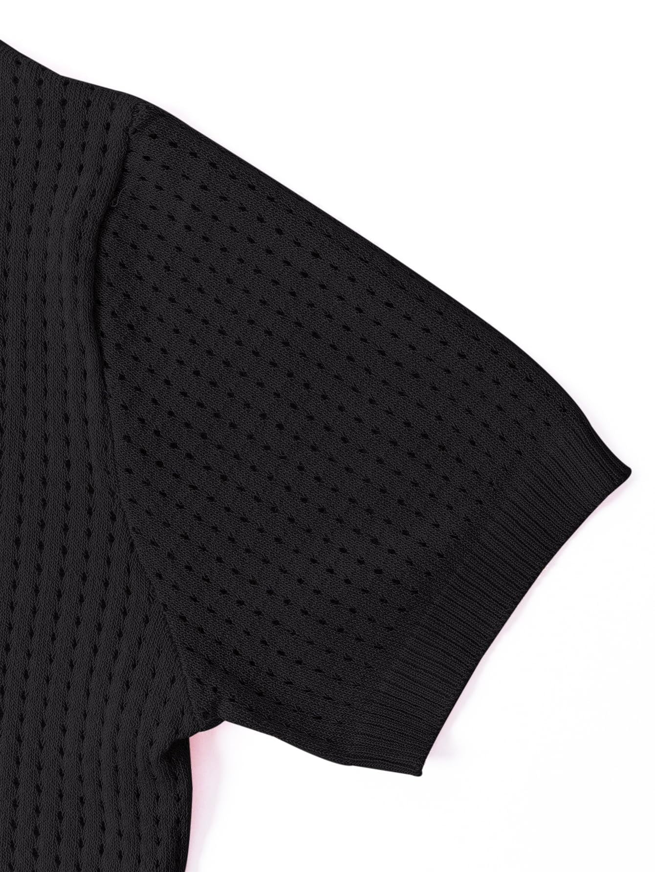Yesfashion Women's Short Sleeve Cropped Cardigan Open Front Bolero Shrugs for Dresses Crochet Button Down Sweaters