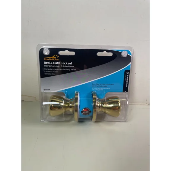 Privacy Door Knob Lockset Polished Brass Handle (Bed & Bath) Pin Lock