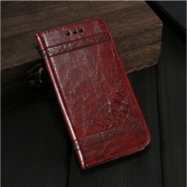 Luxury Magnetic Wallet Case Card Slot for iPhone 12 Pro Leather Cover Pouch Stand Flip (Brown)
