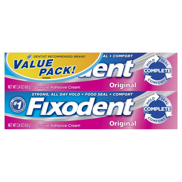 Fixodent Complete Original Denture Adhesive Cream, 2.4 oz, Twin Pack