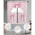 thumbnail image 2 of Pink Bow Swag Kitchen Curtains Sets for Windows 24 Inch Length, Cute Watercolor Girls Cartoon Luxury Short Window Curtain Panels Swags Valances and Tiers 3 Piece Set for Cafe/Dining Room, 2 of 5