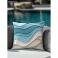 thumbnail image 4 of Outdoor Pillows Waterproof, Aqua Beige Ombre Bedding Throw Pillows with Insert for Couch Sofa Bed, Modern Abstract Moire Art Geometric 16x16 Inch Pillowcases Decorative Camping Patio Pillow Set of 1, 4 of 8