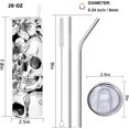 thumbnail image 4 of 20oz Skinny Tumbler With Lid and Straw，Gifts for Woman，Mom Birthday Gifts，Travel Mug For Friends, Stainless Steel, Double Wall, Vacuum Sealed Travel Mug (Skulls And Flower), 4 of 6