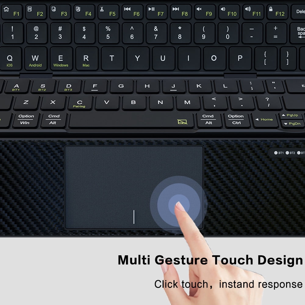 Tri-Fold Foldable Bluetooth Keyboard Built-in Touchpad, Rechargeable Wireless Travel Keyboard Multi Device Compatible for Smartphone Tablet