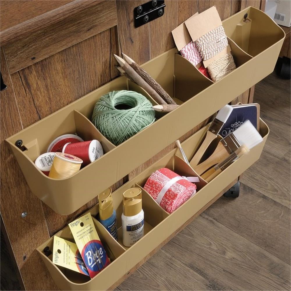 Bowery Hill Contemporary Engineered Wood Sewing Craft Cart in Oak