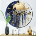 thumbnail image 3 of Designart "Abstract Circle Texture in Dark Blue and Gold IV" Modern Geometric Oversized Wall Clock, 3 of 5