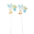 thumbnail image 2 of 12 Plastic blue stork in flight shower favors appliques floral cupcake picks 4x3 at top 12" tall, 2 of 2