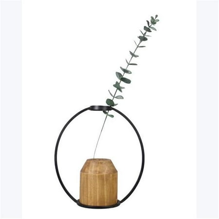 

Youngs 12383 10 in. Artificial Wood Vase with Metal Holder