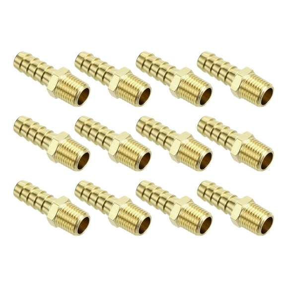Brass Hose Barb Fittings 12 Pack 3/8" Barbx1/4" NPT Male Brass Barb Pipe Fitting