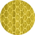 thumbnail image 1 of Ahgly Company Machine Washable Indoor Round Trellis Yellow Modern Area Rugs, 5' Round, 1 of 4
