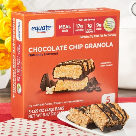 Equate Meal Bar, Chocolate Chip Granola, 5 Ct