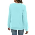 thumbnail image 4 of Huankd Women's V Neck Sweatshirt Fleece Cute Pocket Sweatshirts No Hood Oversized Comfy Hoodie Y2k Soft Fall Winter Tops Sky Blue 3XL, 4 of 6