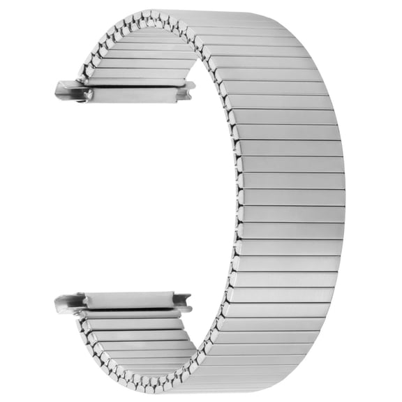 Stainless Steel Stretch Watch Band, Adjustable Elastic Strap, Adjustable Metal Watch Strap for All Watches, Silver Brushed Design, Fits 18-22mm, Length 150mm, L