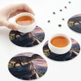 thumbnail image 7 of Pofeuu Sunset Cliff Dinosaur Print Leather Coasters Set of 6, Round Cups Mugs Mat Pad for Home Kitchen Heat Resistant Drink Coasters,Round Shape, 7 of 7
