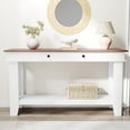 thumbnail image 3 of 54 Inch Console Table, Wooden Long Entryway Table with 2 Drawers & Open Storage Shelf, Sofa Table Behind Couch, Farmhouse Style Entryway & Hallway Organizer for Living Room,54"L x 14"D x 30"H, 3 of 6