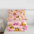 thumbnail image 5 of Erosebridal Cute Donuts Capybara Queen Comforter Set 3pcs For Children,Boys Girls Kawaii Ribbon Bow Knot Bedding Comforter Set,Pink Reversible, 5 of 7