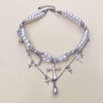 thumbnail image 3 of Collier Croix de Perles à Plusieurs Couches, un design Doux, cool, Rétro et Subtilement Luxueux pour un Accessoire unique de Clavicule., 3 of 5