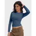 thumbnail image 5 of Women’s Basic Skinny Crop Top Tee Shirt Short Sleeve Workout Round Neck Cropped Tshirt, 5 of 6