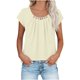 thumbnail image 2 of Tops de Color Sólido para las Mujeres Cuello Redondo de Manga Corta con Detalle de Botón Plisado Casual, Tops de Cuello Redondo para las Mujeres, 2 of 9