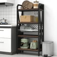 thumbnail image 2 of 25.6"W Metal Storage Shelves,4-Tier Storage Shelves Metal and Wooden Kitchen Shelves for Garage,Pantry,Kitchen,Black02, 2 of 8