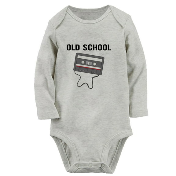 Old School Funny Rompers, Newborn Baby Unisex Bodysuits, Infant Jumpsuits, Toddler 0-12 Months Kids Long Sleeves Oufits (Gray, 0-6 Months)