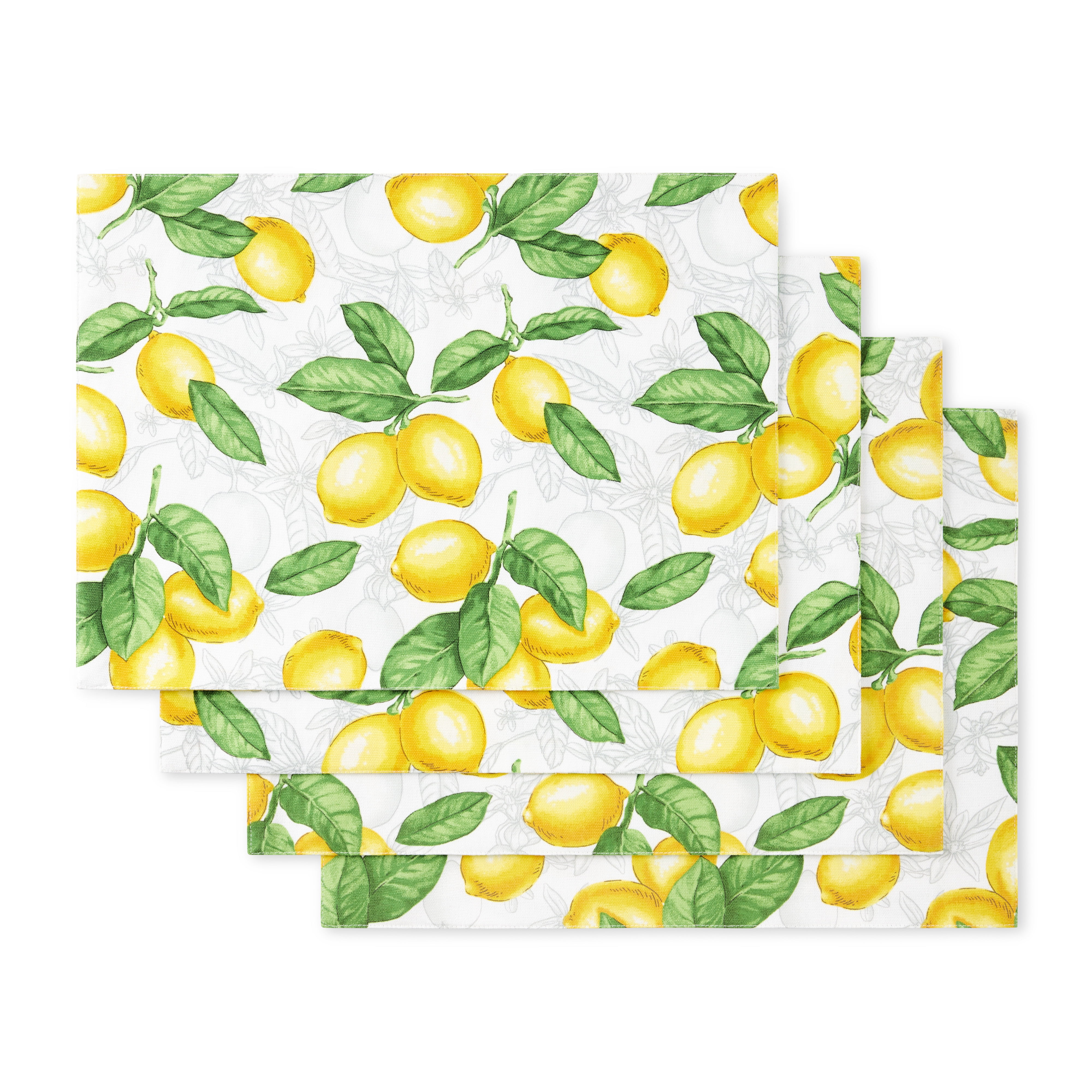 Martha Stewart Lots of Lemons Placemat Set 4Pack, White/Yellow, 13"x17