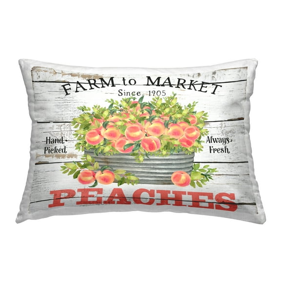Stupell Industries Farm To Market Peaches Decorative Printed Throw Pillow Design by Creatif Belle.