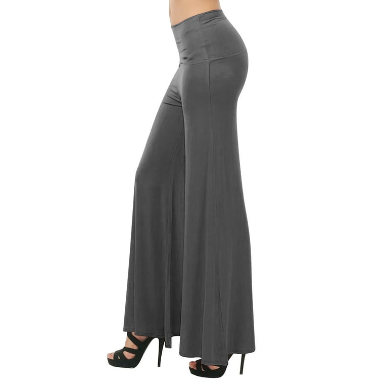 DeHolifer Wide Leg Yoga Pants for Women Loose Comfy Flare Sweatpants with  Pockets High Waist Stretch Pants Dark Gray M