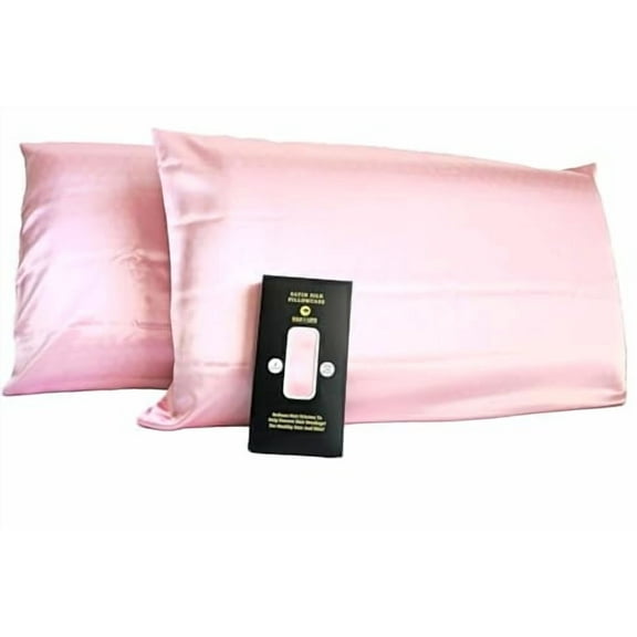 Satin Pillowcase for Hair and Skin - Pink Queen Size 2 Pack with Envelope Closure, Silky Soft and Cooling, Wrinkle-Free, for Women and Men (20"x30")