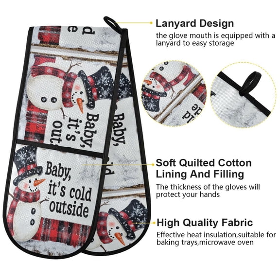 BZSMCE Oven Mitts Smiled Snowman Creative Pattern Resistant Kitchen Gloves