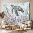 thumbnail image 2 of Sea Turtle Coastal Small Tapestry for Bedroom Wall Hanging Tapestry, Summer Beach Coral Ocean Seaweed Ceiling Backdrop Tapestries Poster Blanket Wall Decor for Teens Room Living Room Dorm 23" x 28", 2 of 8
