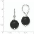 thumbnail image 3 of Primal Silver Sterling Silver Rhodium-plated Onyx Leverback Earrings, 3 of 5