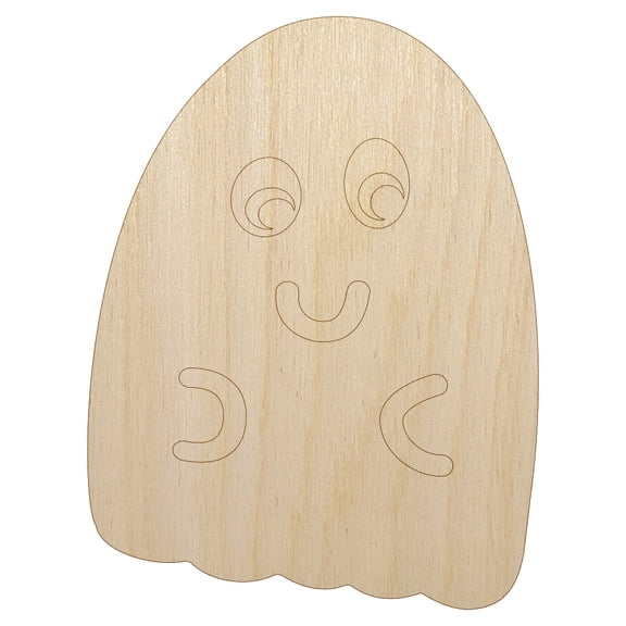 Fun Ghost Halloween Wood Shape Unfinished Piece Cutout Craft DIY Projects - 4.70 Inch Size - 1/8 Inch Thick