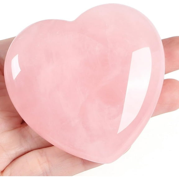 60 mm Rose Quartz Crystals Large Heart Love Stone Healing Crystals Birthday Crystal Gifts for Women Natural Reiki Gemstone Polished Heart Shaped Rocks Meditation Rose Quartz