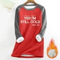 thumbnail image 2 of lcziwo Pullover Sweatshirts for Women Thick Fleece Lined Sweater Tops Letter Graphic Print Pullover Warm Winter Loungewear, Red, M, 2 of 6