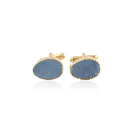 Zeva jewels Blue Opal Gemstone Gold-plated Cufflinks for Men, Gift for Family, Friends