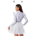 thumbnail image 5 of Aislor Womens Alien Space Cadet Rave Outfits Shiny Tulle Hem Dress with Headwear White 3XL, 5 of 7