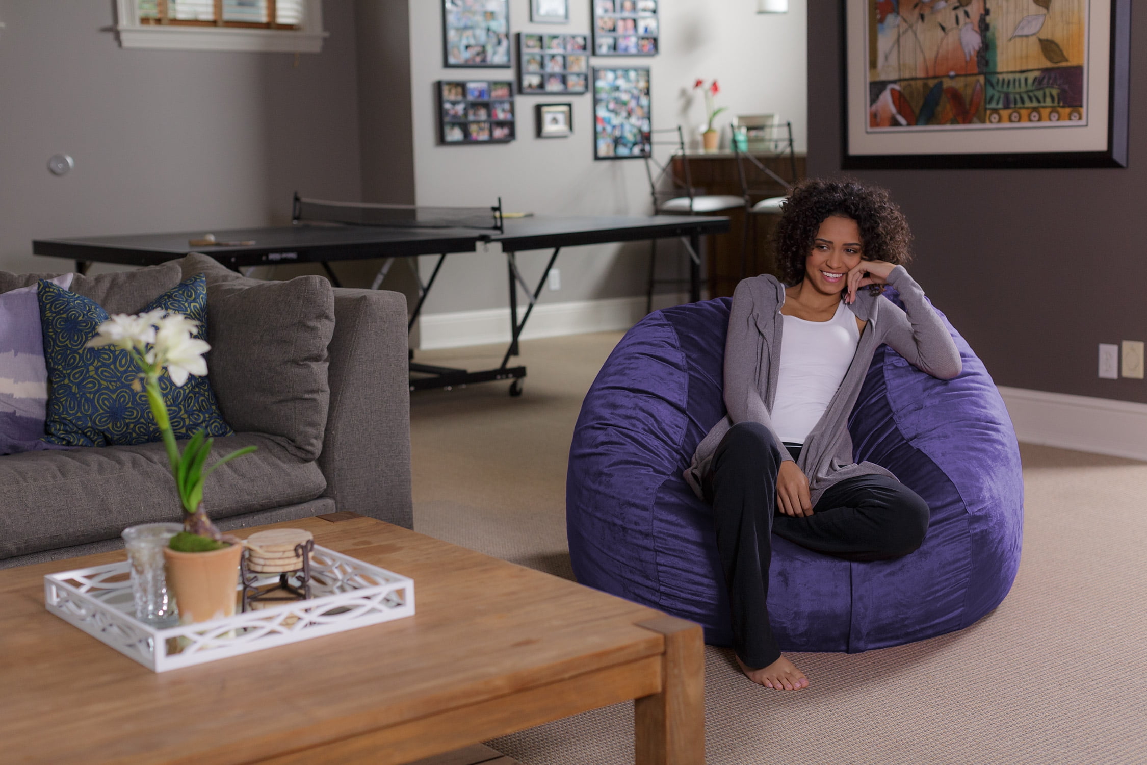 Ultimate Sack 5000: 5 Foot Bean Bag Chair Burgundy Suede