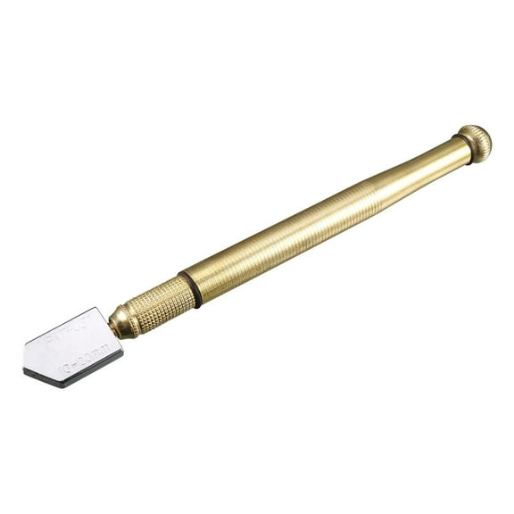 Glass Cutter 10mm-20mm,Pencil Style Oil Feed Carbide Tip Golden Metal Handle for Glass Tiles Mirror Cutting