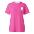 thumbnail image 4 of Yuanlong Womens T-Shirts Regular Short Sleeve Round Neck Ribbon Pattern Tee Shirts Cancer Awareness Blessing Ladies Tops, 4 of 5