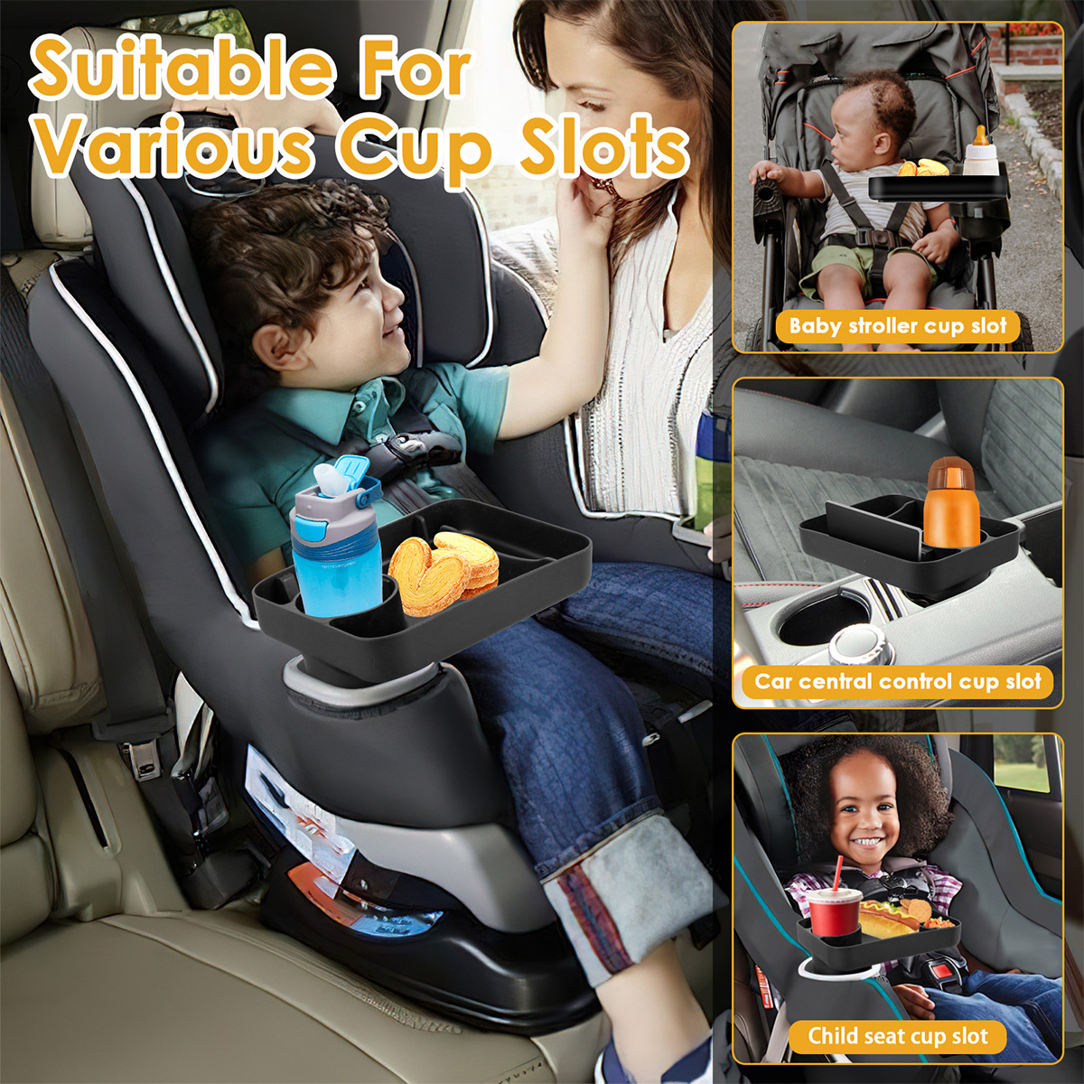 Toddler Car Seat Snack Tray with Silicone Cup Holder Quick Attach Suitable for Car Seats Strollers Car Accessories Walmart