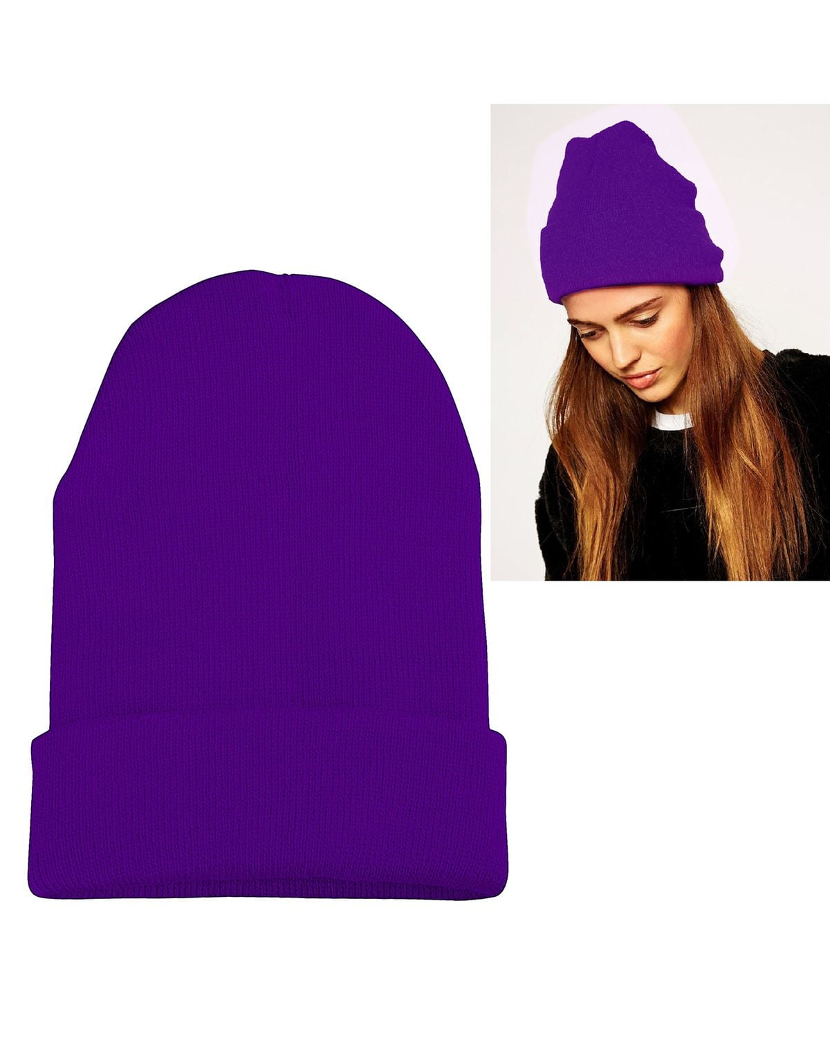womens purple beanie hats